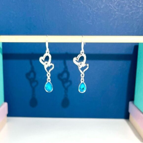 BBY Ice Blue Crystal & Cz 2” Silver Dangle Earrings - Picture 4 of 7